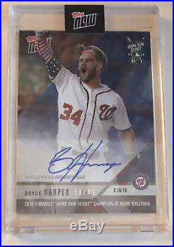 On-card Autograph 48/49- Bryce Harper Home Run Derby Champion Topps Now In Hand