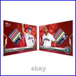 Pete Alonso / Julio Rodriguez 2022 HomeRun Derby Sock Relic Booklet Topps Now 10