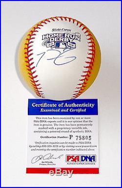 Prince Fielder Brewers Signed 2009 Home Run Derby Gold Baseball Psa Coa P75805