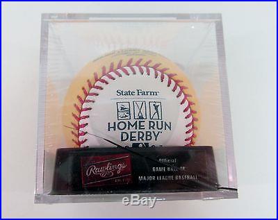 Rawlings 2007 Home Run Derby Gold Baseball in MLB display case