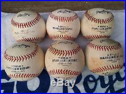 SIX RAWLINGS OFFICIAL HOME RUN DERBY MAJOR LEAGUE GAME USED FOUL BALLS 2012