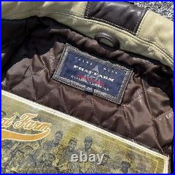 Vintage 90s Phat Farm Leather Bomber Jacket Home Run Derby Brown sz. XXL Rare